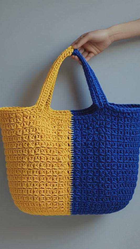 Two-tone Crochet Tote Bag